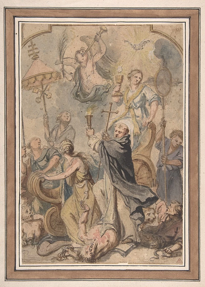 Studio - Allegoria del Trionfo sull'eresia, con San Domenico in primo piano